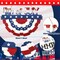 4th of July Decorations Patriotic Door Sign Wooden Memorial Day Wreath Red White Blue American Flag Door Hanger Independence Day Decor for Front Porch Wall Home Outdoor